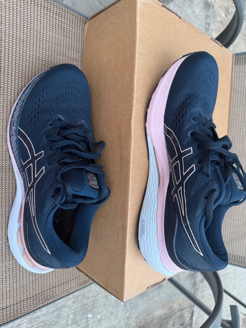 ASICS Navy Running Shoes with Pink Accents